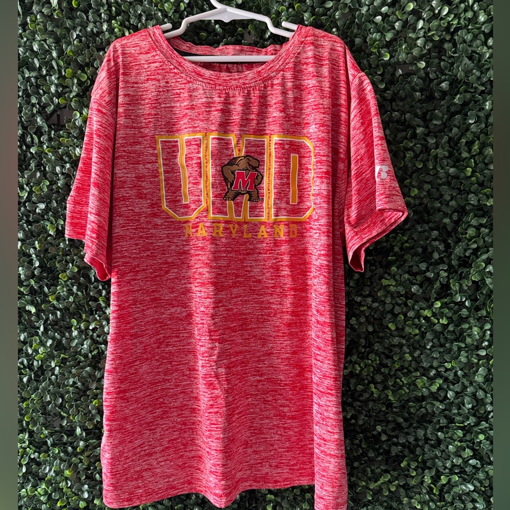 🔥5/$30🔥RUSSELL BOY'S UNIVERSITY OF MARYLAND RED HEATHERED PERFORMANCE SHIRT